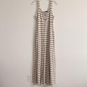 Doe & Rae Maxi Dress L Terry Cloth Beach Pool Backyard BBQ Nautical Coastal